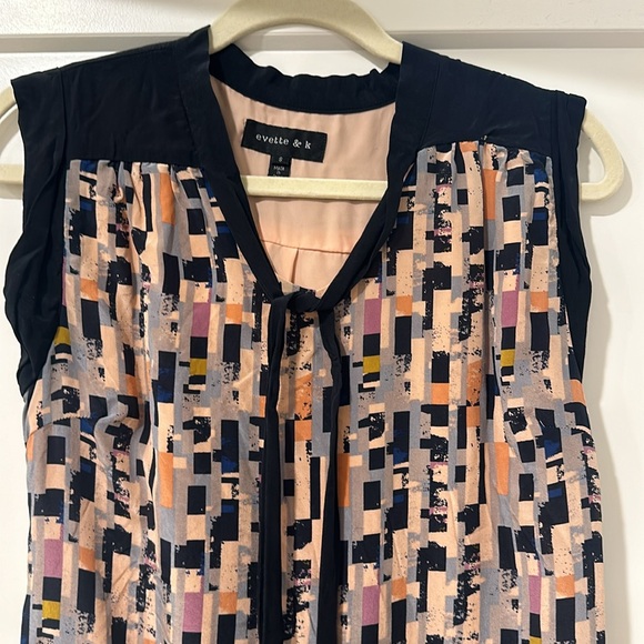 Evette & K dress navy and color block with tie - Picture 2 of 5